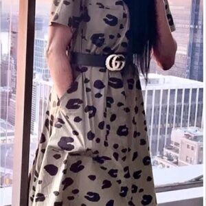 Theory Leopard Print Midi Dress with Belt